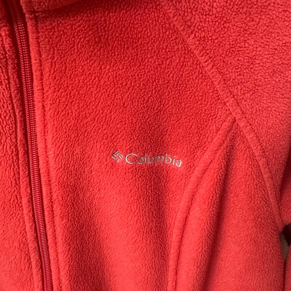 COLUMBIA Fleece Zip Jacket w/ Stand-Up Collar & Zip Side Pockets Red Sz. Medium - Picture 2 of 9